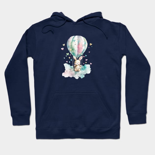 Rabbit and hot air balloon Hoodie by NATLEX